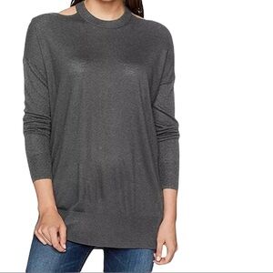 Splendid Cold Shoulder Cashmere Blend Crewneck Tunic Sweater Size Medium